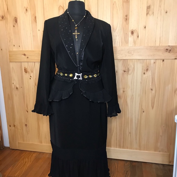 AS-HRO sequin trim jacket w maxi skirt- - Picture 8 of 16